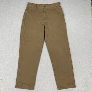 LL Bean Flannel Lined Pants Mens 34x32 Natural Fit Chinos Khaki 100% Cotton Tan